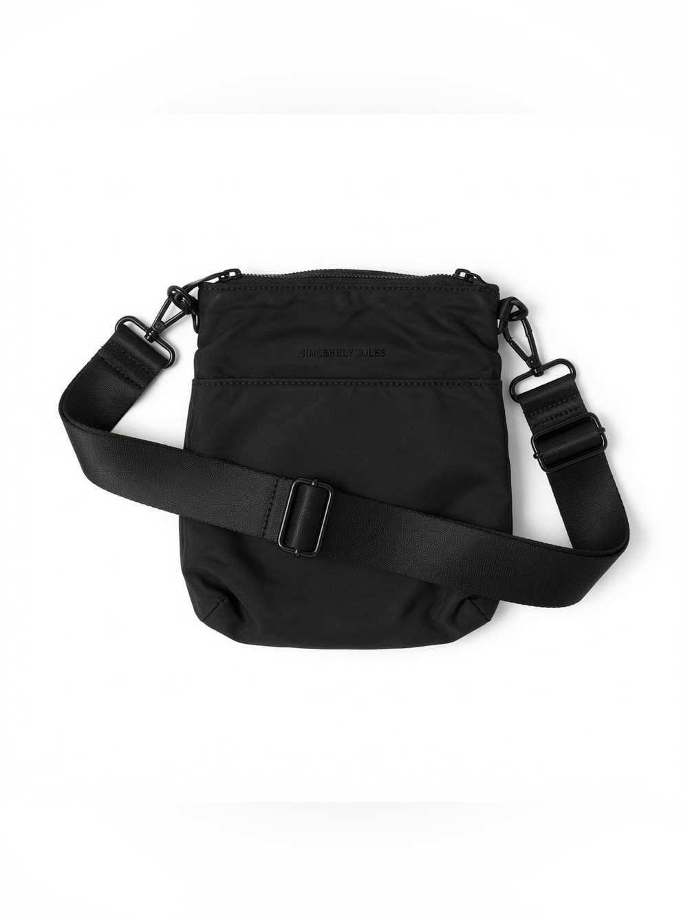 Sincerely Jules Black Nylon Crossbody Bag Removable Webbing Strap Minimalist